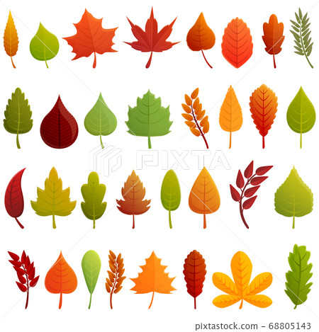 Autumn leaves icons set, cartoon style 68805143