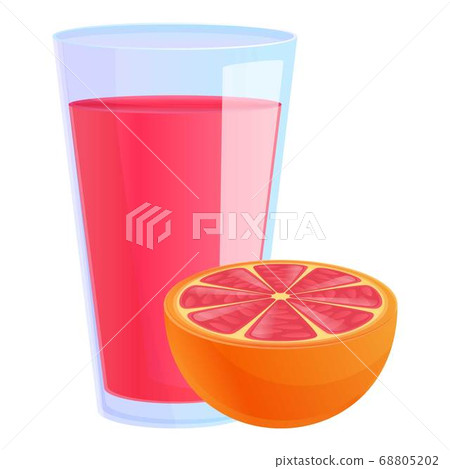Grapefruit juice glass icon, cartoon style 68805202