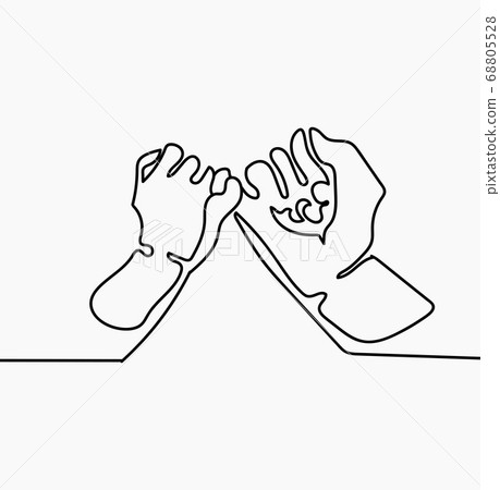 Continuous line pinky promise of father giving Continuous line pinky promise of father giving 68805528