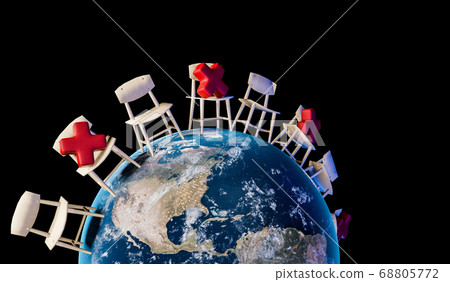 Virus COVID-19 attacking world. 3D render.new Virus COVID-19 attacking world. 3D render.new 68805772