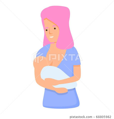 Young girl breast feeding icon, cartoon style Young girl breast feeding icon, cartoon style 68805982