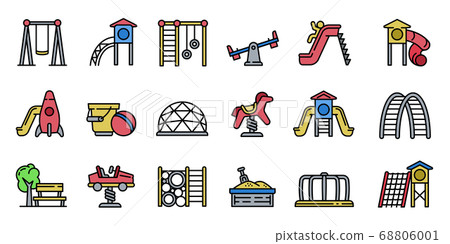 Kid playground icons set, outline style Kid playground icons set, outline style 68806001