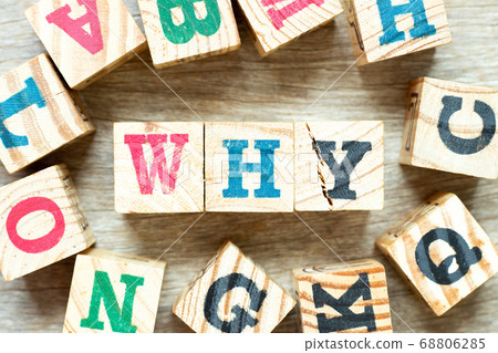 Alphabet letter block in word why with another on wood background Alphabet letter block in word why with another on wood background 68806285