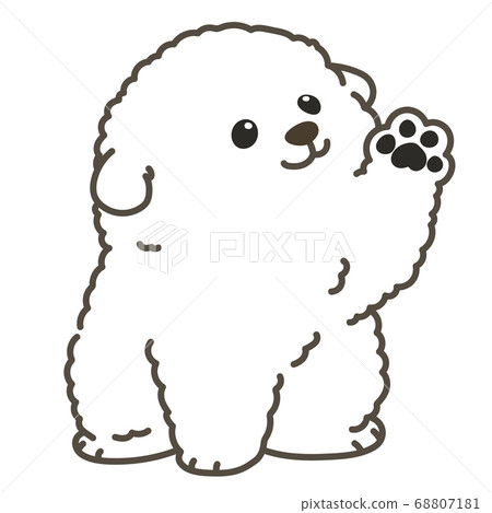 比熊犬幼犬與主線坐著揮舞著 比熊犬幼犬與主線坐著揮舞著 68807181