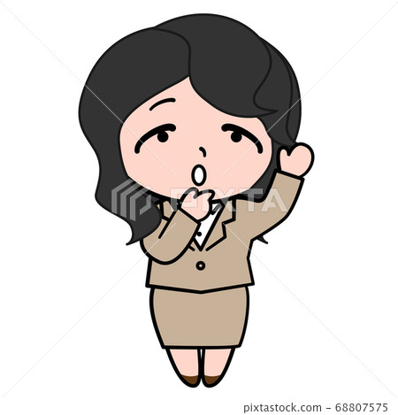 Women's suit question raised hand question illustration material Women's suit question raised hand question illustration material 68807575