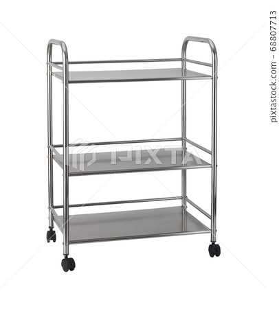 Stainless steel racks with wheels isolated on white 68807713