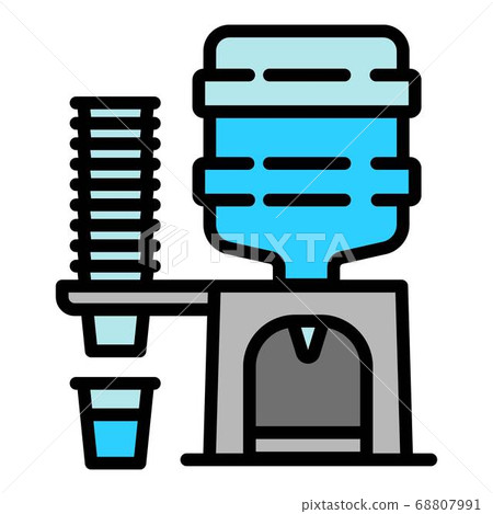 Water cooler with glasses icon, outline style Water cooler with glasses icon, outline style 68807991