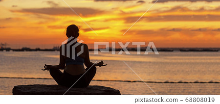 Lifestyle woman yoga exercise and pose for healthy life. 68808019