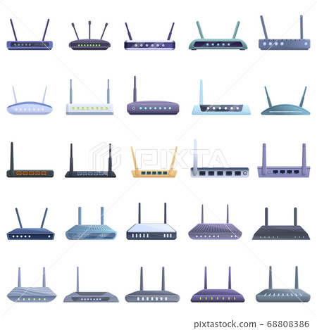 Modem icons set, cartoon style 68808386