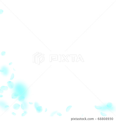 Turquoise flower petals falling down. Cute romanti Turquoise flower petals falling down. Cute romanti 68808930