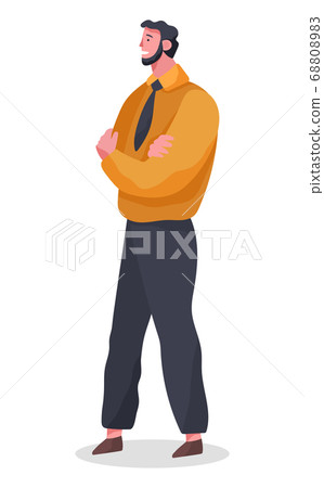 Businessman standing at full height folded arms crossed vector illustration on white background Businessman standing at full height folded arms crossed vector illustration on white background 68808983