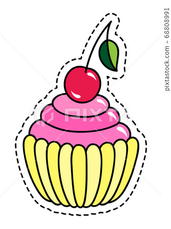 Cupcake vector illustration isolated on white background, cupcake clip art sweet cake with cherry Cupcake vector illustration isolated on white background, cupcake clip art sweet cake with cherry 68808991