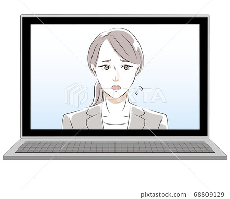 Remote work web interview illustration 68809129