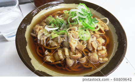 Meat soba noodles at a standing soba noodle shop Meat soba noodles at a standing soba noodle shop 68809642