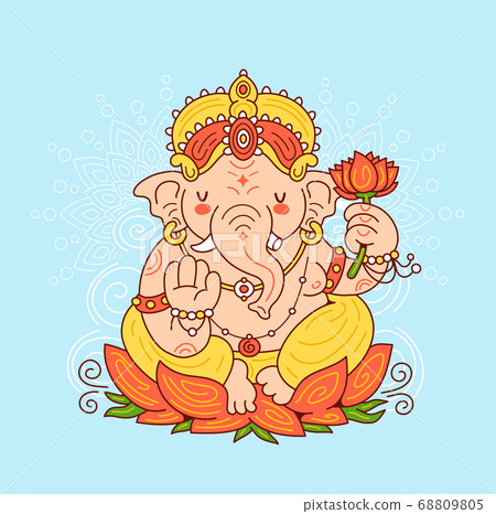 Ganesh indian god character. Vector cartoon Ganesh indian god character. Vector cartoon 68809805