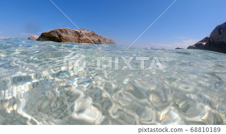 Sardinia crystal water underwater view while Sardinia crystal water underwater view while 68810189