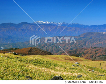 Kirigamine meadow in the autumn and Mt. Norikura, Northern Alps Kirigamine meadow in the autumn and Mt. Norikura, Northern Alps 68810487