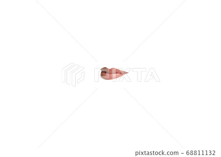 Close-up view of female mouth wearing lipstick isolated on white studio background 68811132