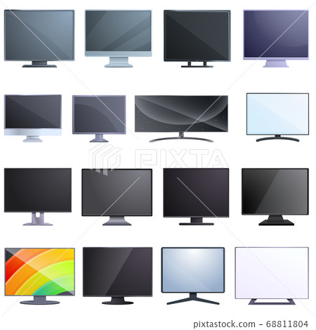 Monitor icons set, cartoon style - Stock Illustration [68811804] - PIXTA