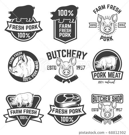 farm fresh pork meat emblems. Design elements for 68812302