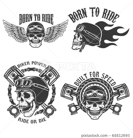 Born to ride. Set of the emblems with racer-插圖素材 [68812693] - PIXTA圖庫