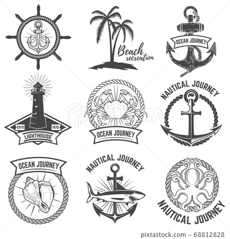 Set of nautical emblems isolated on white 68812828
