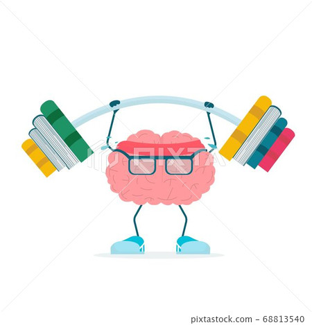 Strong Brain Character Lifting Bar Training Over White Background, Vector Strong Brain Character Lifting Bar Training Over White Background, Vector 68813540