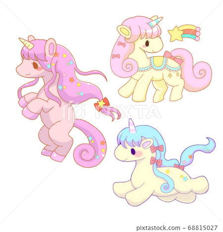 Fairy Fairy Unicorn Together Set Stock Illustration