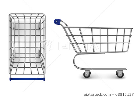 Shopping trolley top and side view, empty cart Shopping trolley top and side view, empty cart 68815137