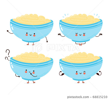 Cute happy bowl of oatmeal porridge set collection 68815210