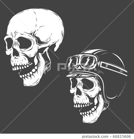 Set of racer skulls isolated on white background. Set of racer skulls isolated on white background. 68815606
