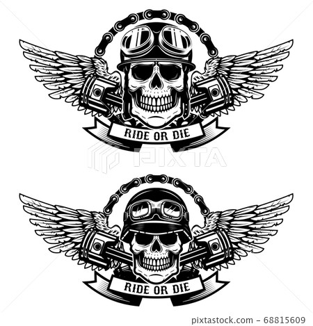 ride or die. Set of the skulls in racer helmets ride or die. Set of the skulls in racer helmets 68815609