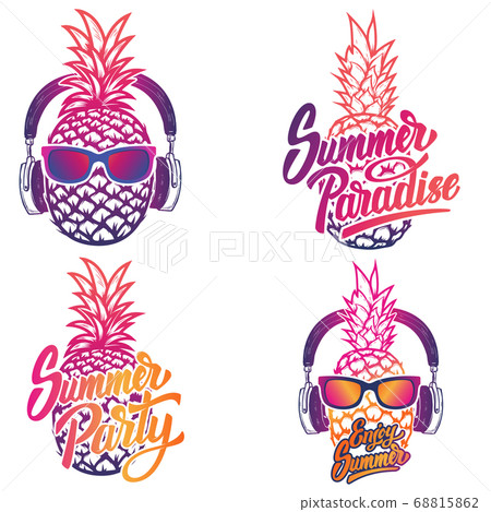 Enjoy summer. Set of summer emblems. Pineapple Enjoy summer. Set of summer emblems. Pineapple 68815862