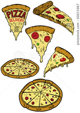Set of pizza illustrations. Design elements for Set of pizza illustrations. Design elements for 68815867
