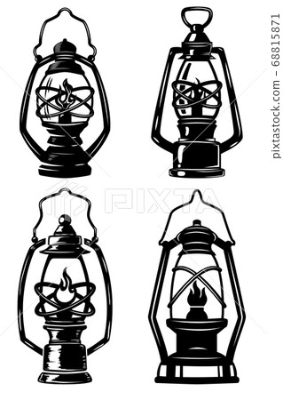 Set of old style kerosene lamps. Design elements 68815871
