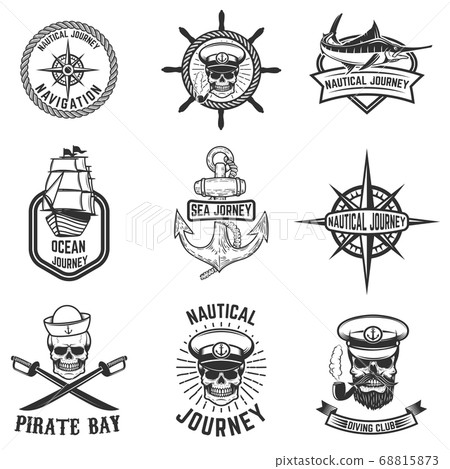 set of nautical emblems. Design elements for logo, set of nautical emblems. Design elements for logo, 68815873