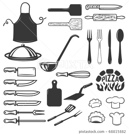 Set of kitchen tools isolated on white background. Set of kitchen tools isolated on white background. 68815882