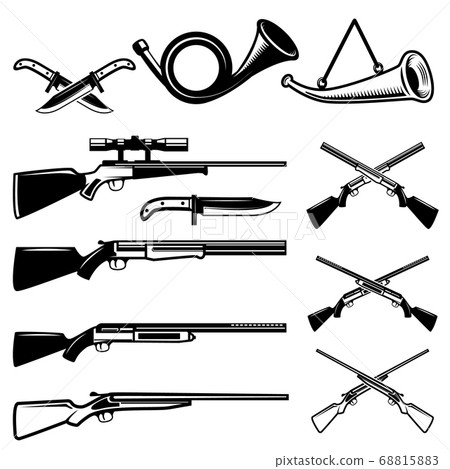 Set of hunting weapon isolated on white Set of hunting weapon isolated on white 68815883