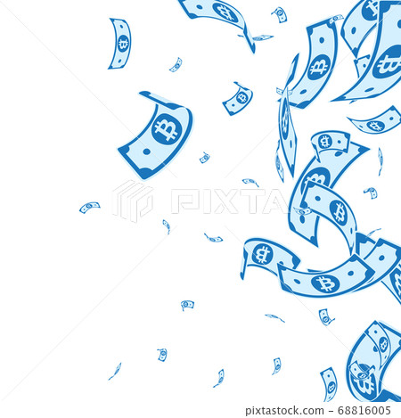 Bitcoin, internet currency notes falling. Random B Bitcoin, internet currency notes falling. Random B 68816005
