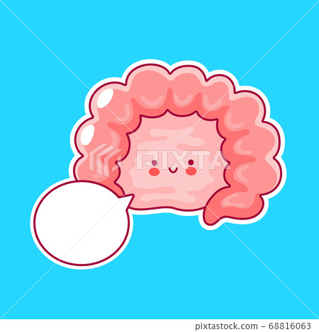 Cute happy human intestine organ and speech bubble Cute happy human intestine organ and speech bubble 68816063