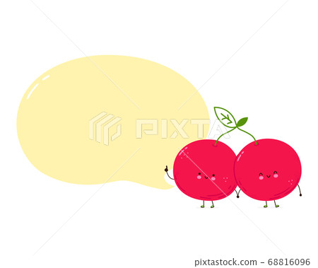 Cute happy cherry couple with speech bubble 68816096