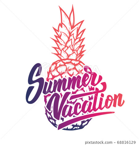 Summer vacation. Hand drawn lettering phrase on Summer vacation. Hand drawn lettering phrase on 68816129