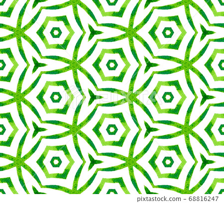 Green kaleidoscope seamless pattern. Hand drawn wa Green kaleidoscope seamless pattern. Hand drawn wa 68816247