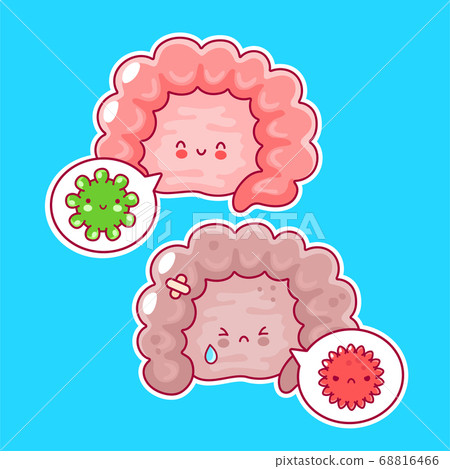 Cute funny human intestine organ and speech bubble 68816466
