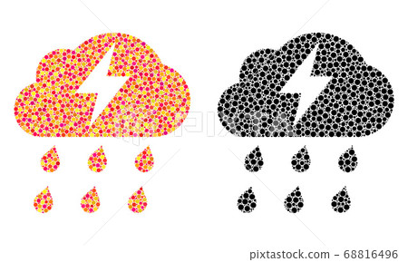 Pixel Thunderstorm Mosaic Icons - Stock Illustration [68816496] - PIXTA