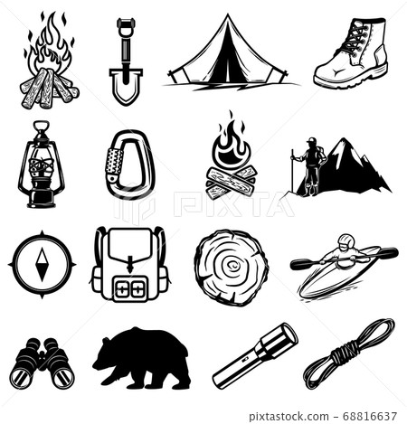 Set of hiking, tourism icons. Design elements for Set of hiking, tourism icons. Design elements for 68816637