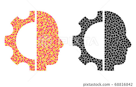 Dot Cyborg Gear Mosaic Icons - Stock Illustration [68816842] - PIXTA