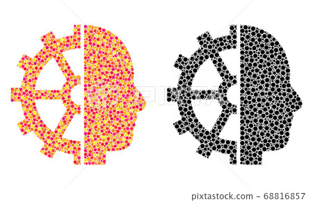 Dot Cyborg Gear Mosaic Icons - Stock Illustration [68816857] - PIXTA