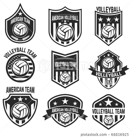 American volleyball team labels. Design elements 68816925