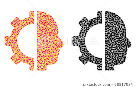 Dotted Cyborg Gear Mosaic Icons - Stock Illustration [68817084] - PIXTA